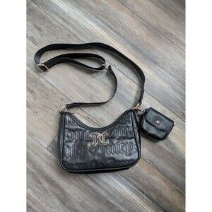 Juicy Couture Shoulder Crossbody Bag Purse Black Liquorice Coin Purse Y2K
